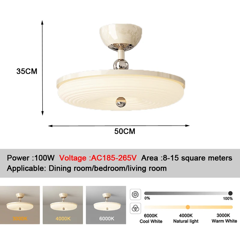 Walnut Wood Grain Full-Spectrum LED Ceiling Light Cream-Style American Vintage Bedroom Chandelier Eye-Protecting Vintage Lightin