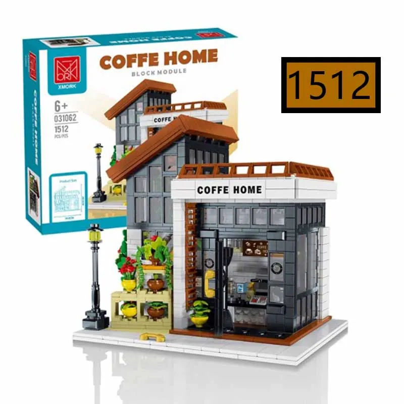 

Конструктор MOC Creative City Streetview: Кофейня на улице, солнечный свет, LED-подсветка, архитектурная модель, строительные блоки, DIY-декор, игрушка для детей