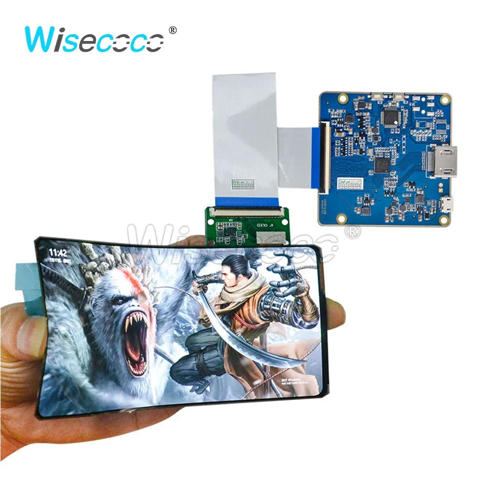 Wisecoco 6 Inch 2880*1440 2K High Resolution Curved Flexible AMOLED OLED Panel Module Driver Board Bendable