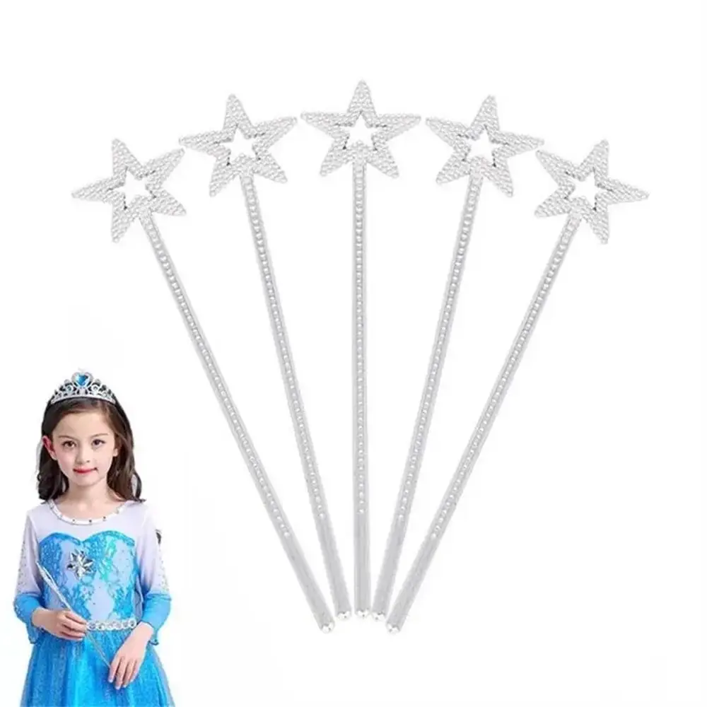 Cosplay Props Five Pointed Star Princess Sticks Golden Silver 13 Inches Fairy Wand Plastic Festival Star Wand Wedding