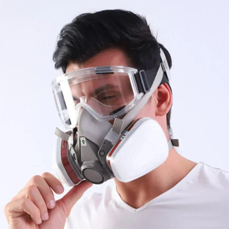 6200 Half Face Respirator Gas Mask with Goggles & Filters for Industrial Painting Spray Chemical and Organic Vapor Protection