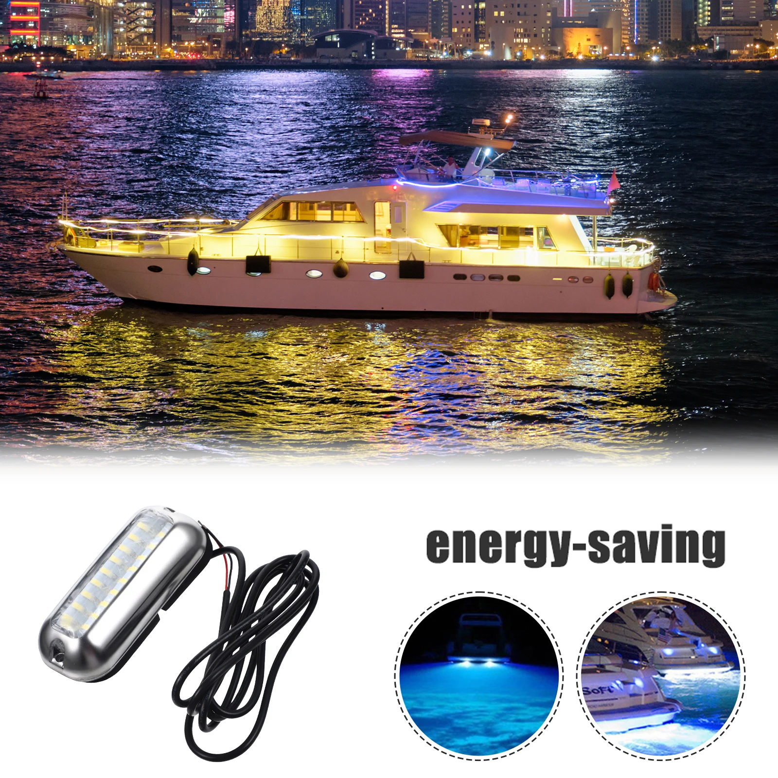 

Stainless Steel Underwater Light Aquarium Lamp LED Fish Tank Waterproof 40 Liters Efficient Durable PC Material Natural Color