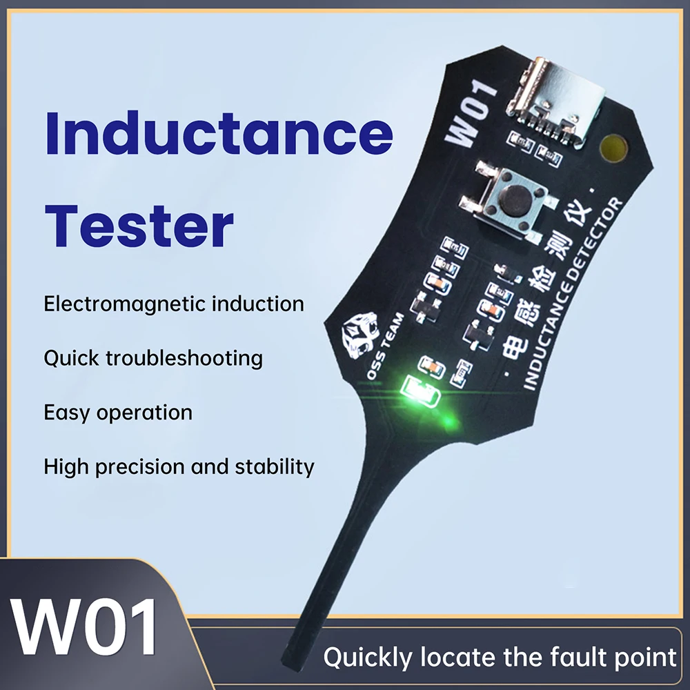 Probador de Inductancia Tipo-C W01, Probador de Bobinas de Placa Base para Detección de Fallas y Diagnóstico de Componentes de Teléfonos Móviles