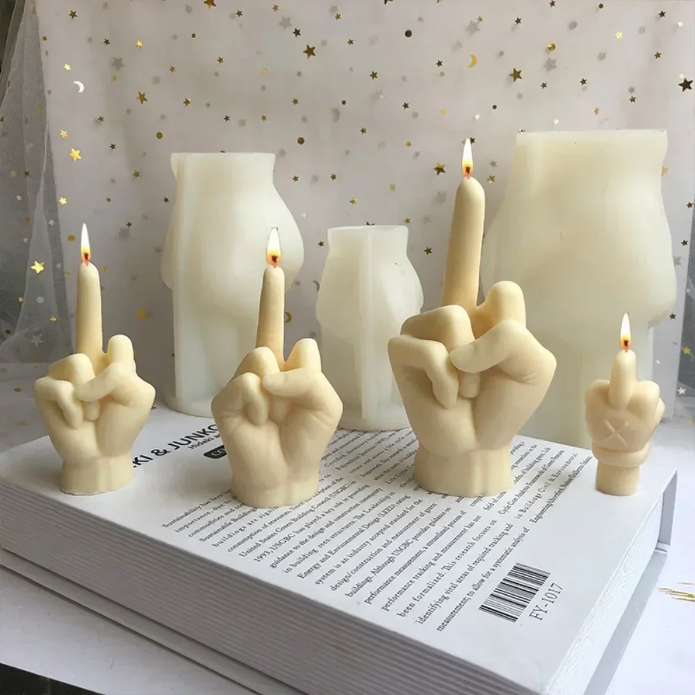 

Middle Finger Candle Silicone Molds For Handmade Tabletop Decoration Plaster Epoxy Aroma Candle Cake Chocolate Silicone Molds