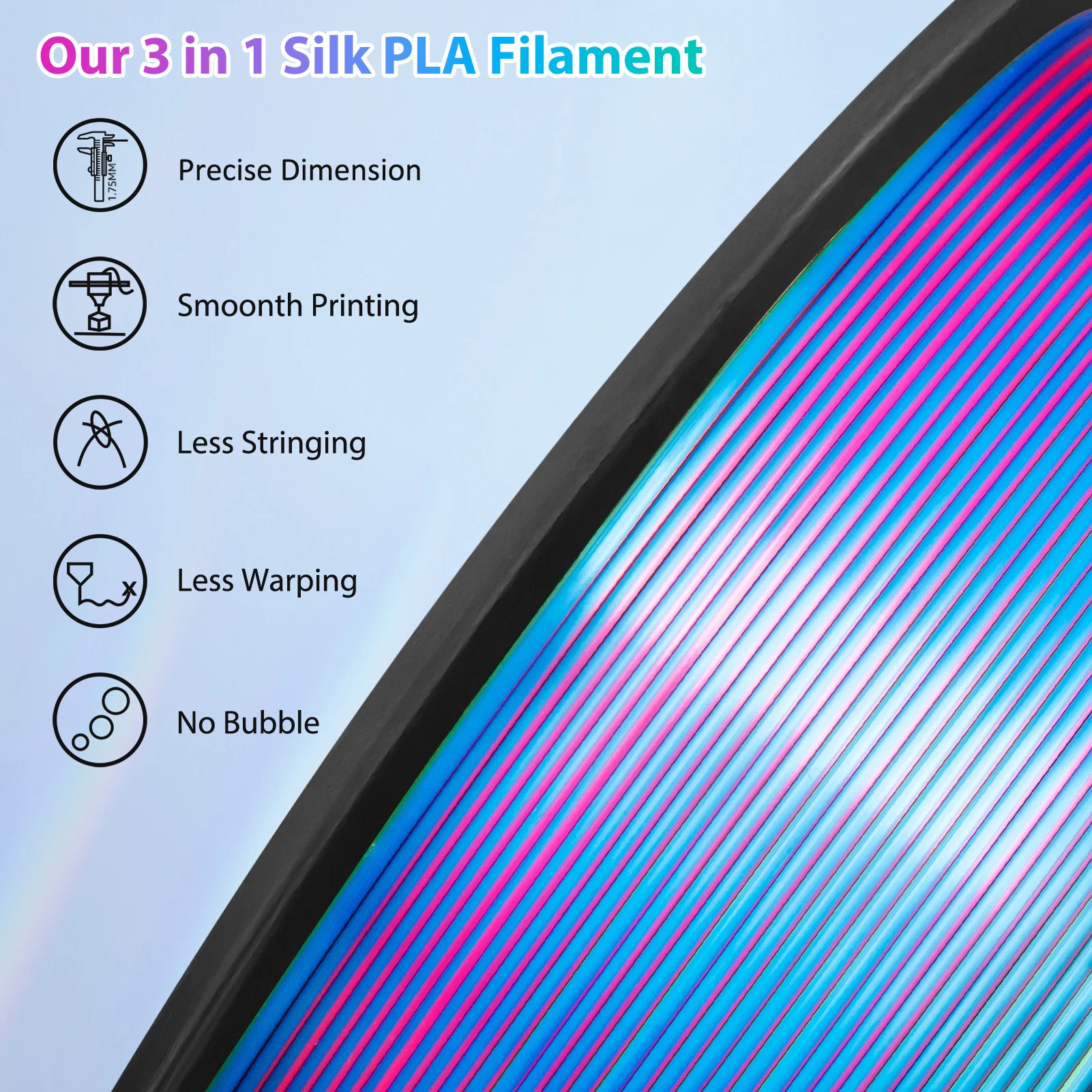 Zweifarbiges PLA 3D-Drucker Filament 1,75mm 250g Spule, Hochpräzises Druckmaterial für die Meisten FDM 3D-Drucker – Detail 12