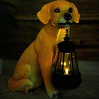 Simulated Dog Solar Lantern Ornaments Resin Handicrafts Solar Powered Hanging Lights for Garden Balconies Outdoor Decor