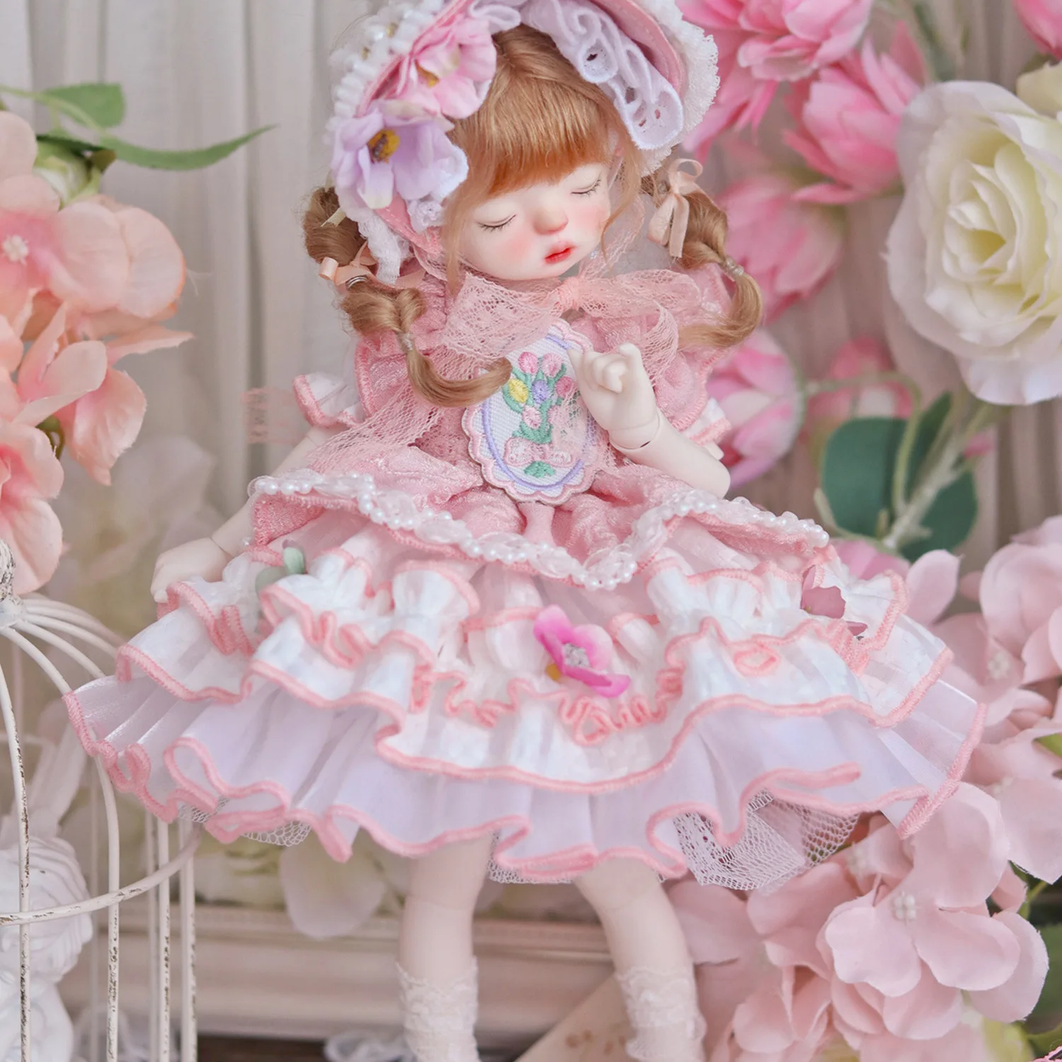 1/6 Vestiti BJD, Abito da bambola rosa "Rose Manor" Indumenti fatti a mano in stile pastorale Spedizione gratuita