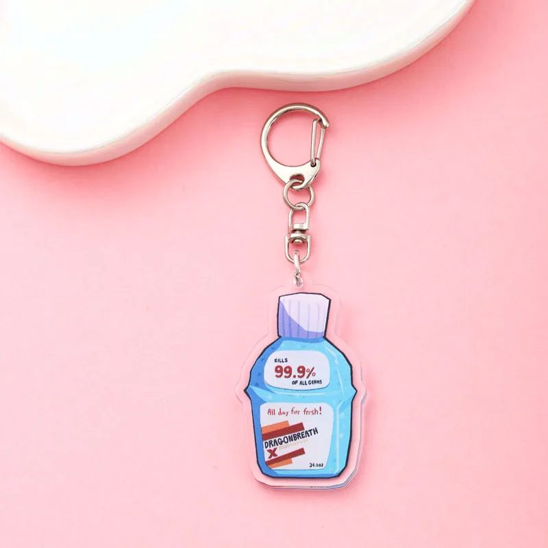 Anime Mouthwashing Acrylic Car Keychain Accessories Bag Charm Cute Cartoon Student Backpack Pendant Keyring Creative Friend Gifs