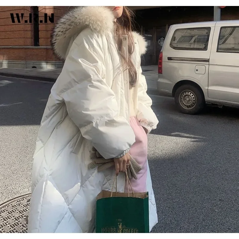 

Women Fashion Warm Patchwork Thick Coat Casual Sweet Long Sleeve Single Breasted Parkas 2023 Winter Long Outerwear Jacket