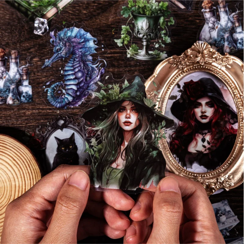 20 pcs Gothic witch theme Dark Hallowmas style Stickers pack Creativity Decorative Diary Scrapbooking Junk Journal Supplies
