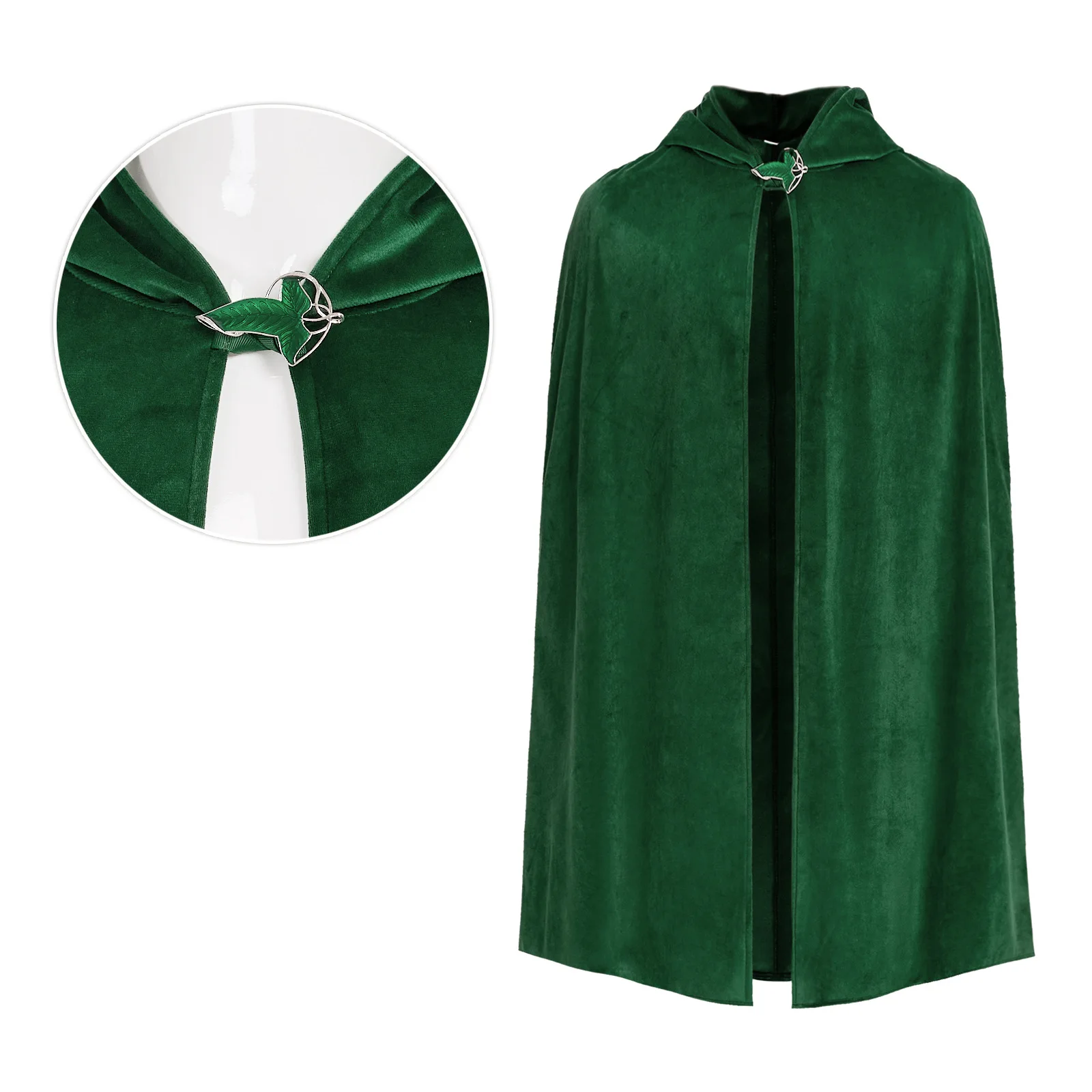 Hobbit Cosplay Costume Bilbo Baggins Medieval Cloak Renaissance Cloak Lord of The Rings Halloween Cape Vestment with Brooch view 5