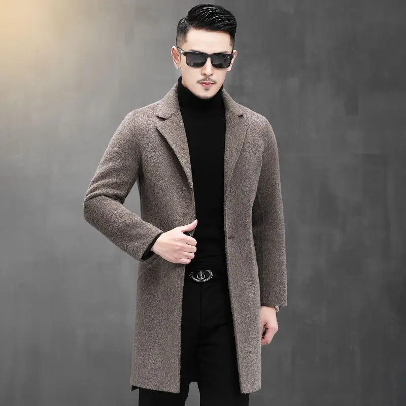 

2022 Fashion Men Wool Blends Mens Casual Business Trench Coat Mens Leisure Overcoat Male Punk Blends Dust Coats Jackets B354