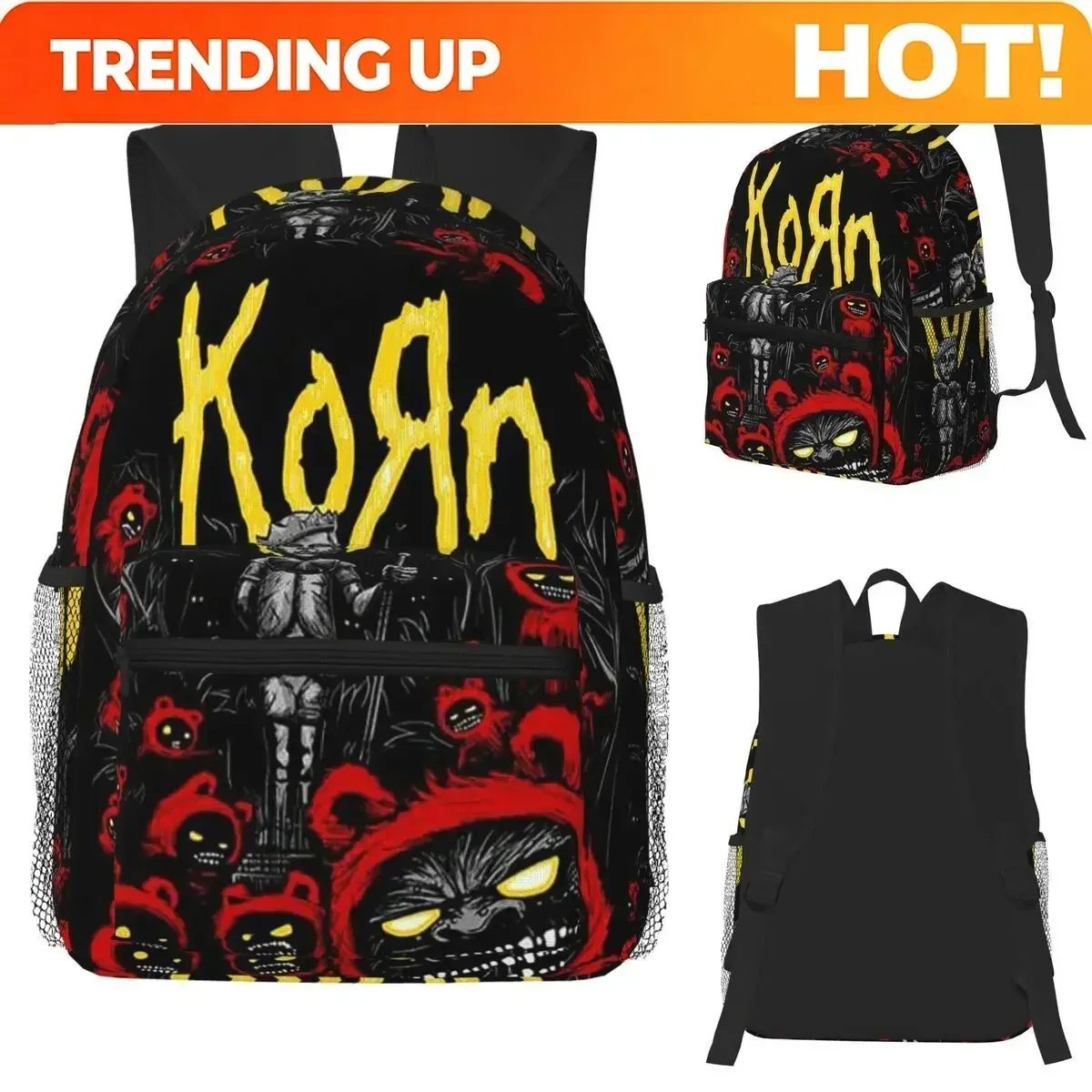 Custom Bag Korn Rock Band Logo Student Backpack School Bag Hiking Travel Daypack For Men Women Fashion Bookbag Shoulder Bags