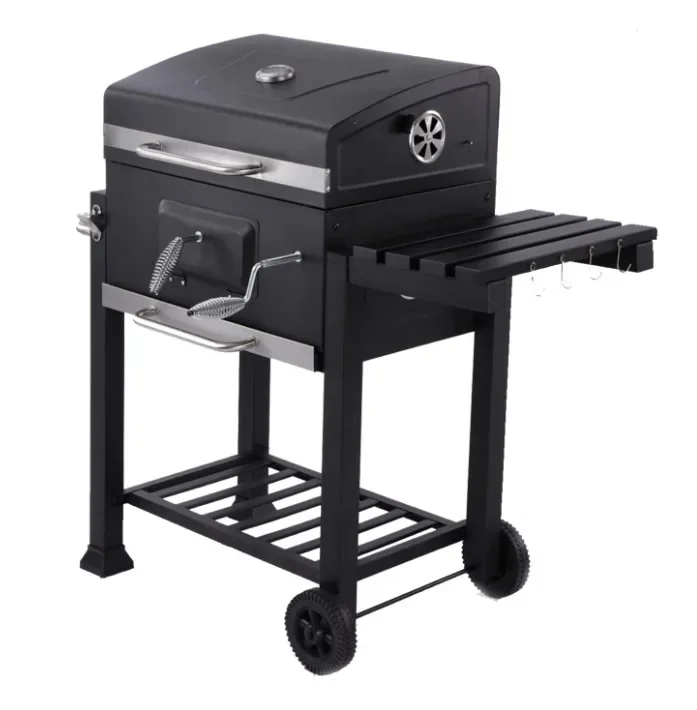 

BBC Grill Black Stainless Steel Home Outdoor Courtyard Removable Charcoal Tool Trolley Carbon Steel Garden Trolley