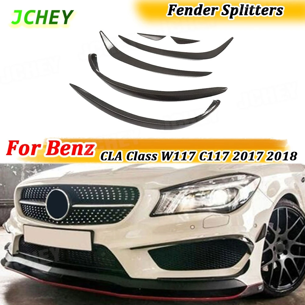 

JCHEY Carbon Fiber Front Fog Lamp Air Knife Trim Splitter Decoration Strips For Benz CLA Class W117 C117 CLA200 CLA220 2017 2018