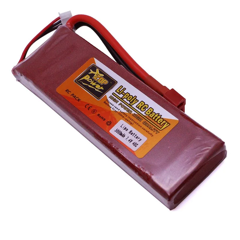 ZOP Power 7.4V 2S 5000mAh 40C Lipo Battery XT60 or T Plug Remote Control Car Boat Drone Helicopter Quadcopter Airplane