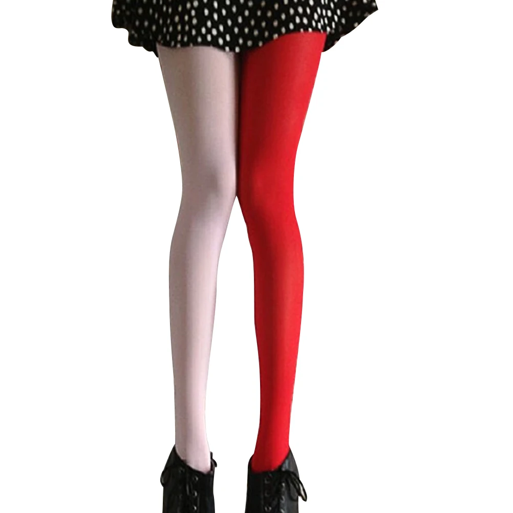 

Two Color Silk Stockings Red Size Tights Girls Socks Thigh High Opaque Elastic Leggings