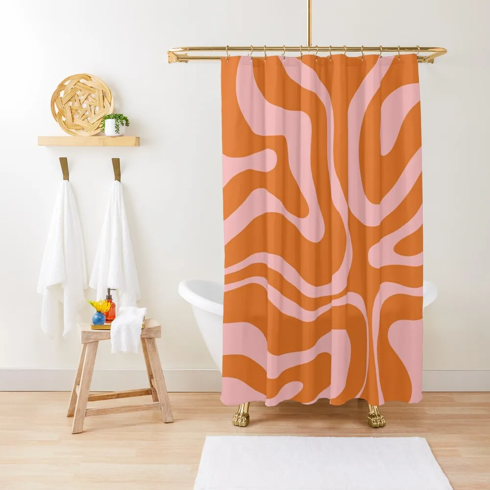 

Liquid Candy Retro Abstract Pattern in Pink and Orange Shower Curtain Bathroom Showers Shower Bathroom Curtain