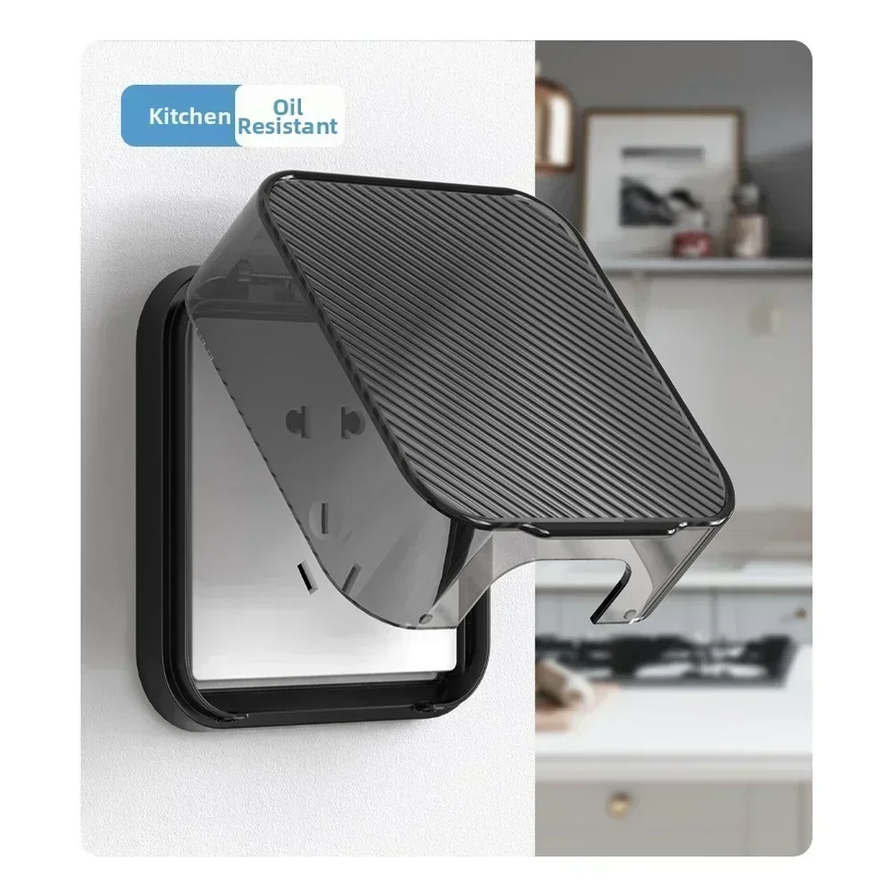 Waterproof Electrical Outlet Cover Box No Drill Sticker Bathroom Kitchen IP24 Protection Transparent PS Material