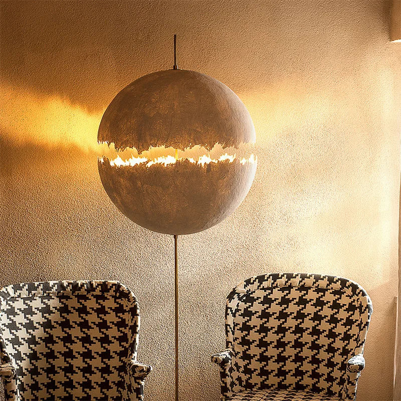 

Nordic Minimalist Resin Fiber linen fabric Round Ball LED floor lamp Lighting,Lustre for bedside Bedroom Living room Table lamp