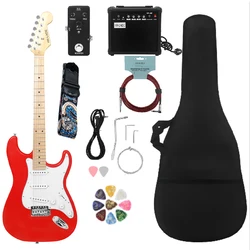 ﻿ HK.LADE 6 String 39 Inch Red Electric Guitar 22Frets Campus Rock Band Trendy Play Electric Guitar Pairing Beginner Set