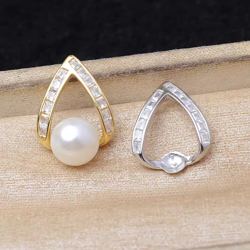 

Wholesale S925 Sterling Silver Pendant Mounts Base Findings Settings Mountings Jewelry Fittings for 11-12mm Pearls 3pcs/lot