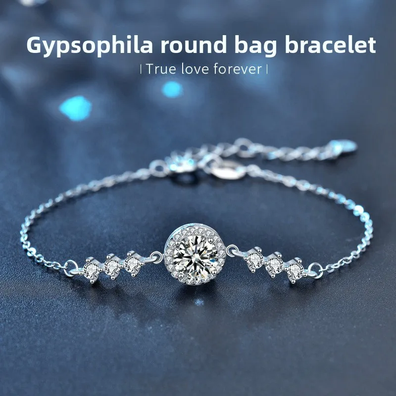 

Elegant S925 Sterling Silver 1ct Moissanite Bracelet - Full Pavé Bezel Jewelry for Women