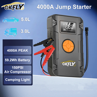 4 In 1 4000A Jump Starter Power Bank 150PSI Air Compressor Tire Pump Portable Charger Car Booster Starting Device