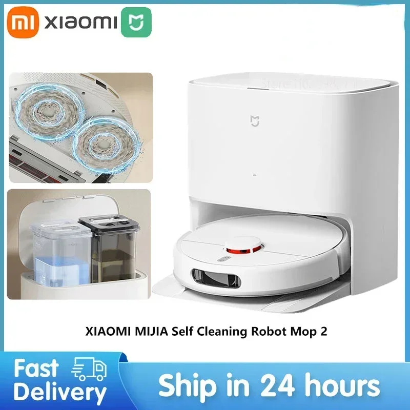 2024 New Arrival Xiaomi Mijia Self Cleaning Robot Mop 2 Smart Robot Cleaning Tools 5000PA Surging Fan LDS Navigation OTA Upgrade