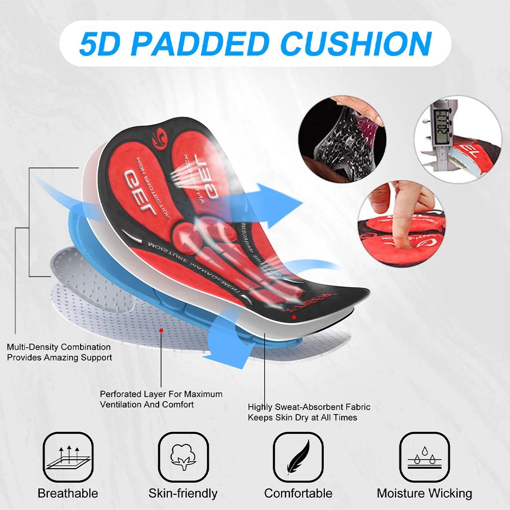 X-TIGER Men Bike Long Pants 5D Gel Padded Long Cycling Pants Tights Leggings Outdoor Riding Mountain Road Bicycle Long Trousers