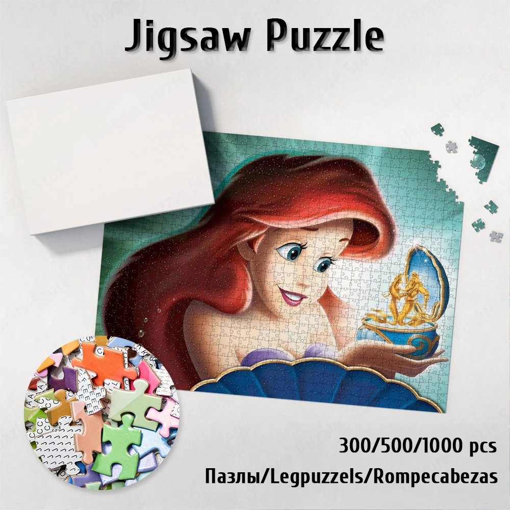 

Cartoon Style Disney Puzzle Ariel Jigsaw Puzzles The Little Mermaid 300/500/1000 Pieces Games and Puzzles Fidget Toys for Child