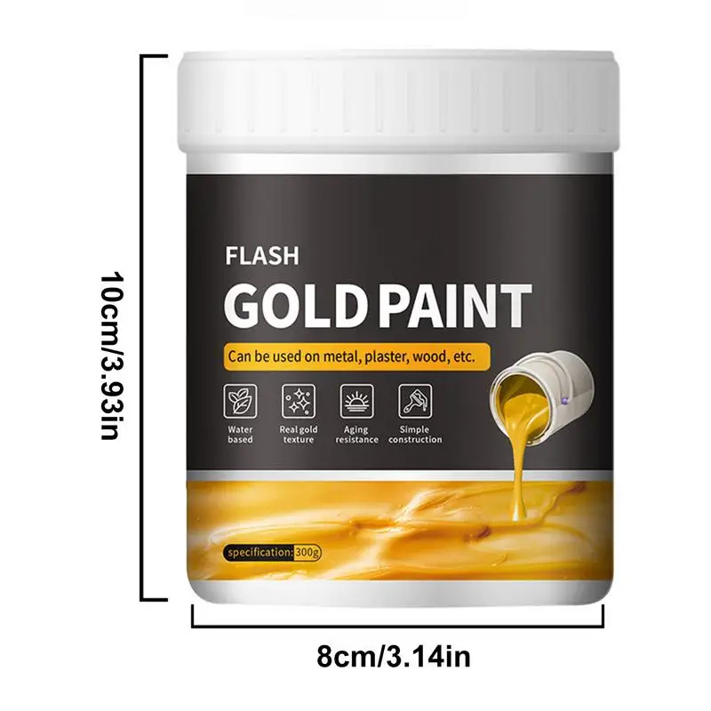 300g Liquid Gold Paint Fast Drying Goldleaf Paint Liquid Metal Plaster And Wood Painting Easy To Apply Art Crafts Supplies