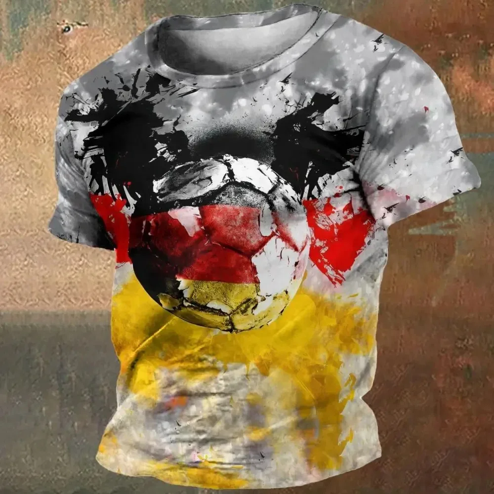 Vintage T-Shirt For Men German Flag Graphic Print 3Dt T-Shirt Short Sleeve T Shirt O Collar Oversized Male Clothing Top Outdoor