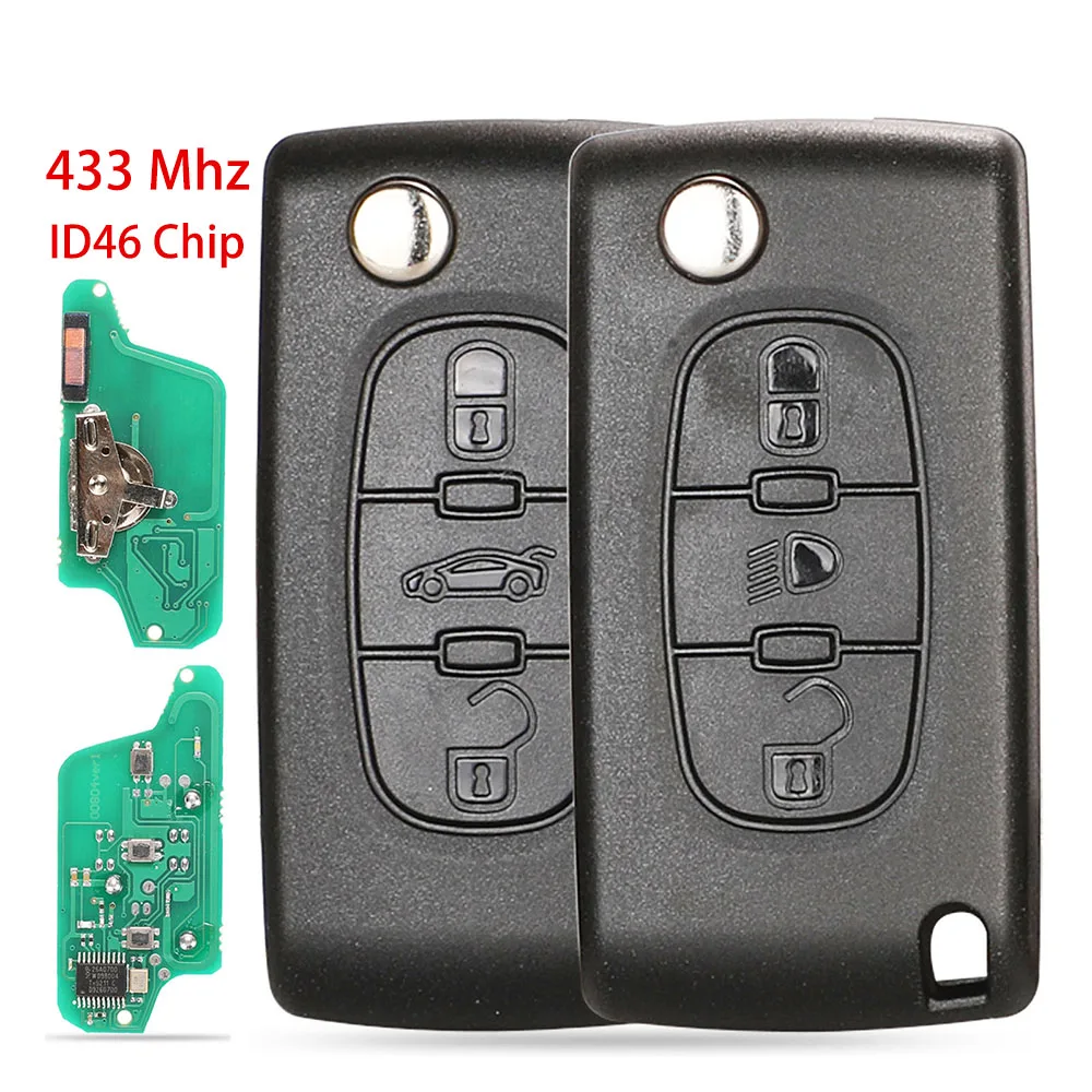 

Jingyuqin New Car Key 433Mhz ID46 ASK/FSK For Peugeot 307 407 607 807 Partner Citroen C3 C4 C5 C6 C8 Xsara HCA/VA2 CE0536 CE0523