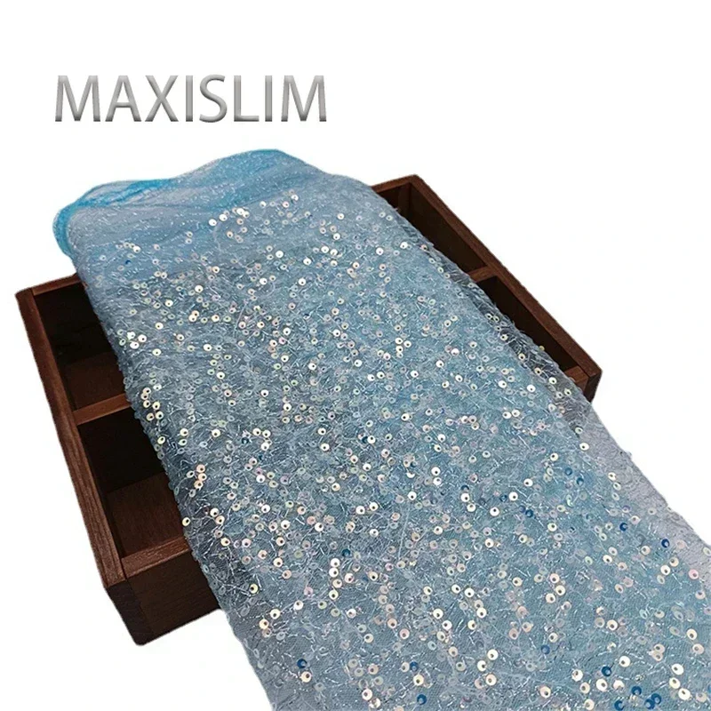 3MM Mesh Sequin Fabric DIY Design Sewing Children\'s Clothing Dress Fabric Glitter Fabric For Important Occasion Wide：125CM