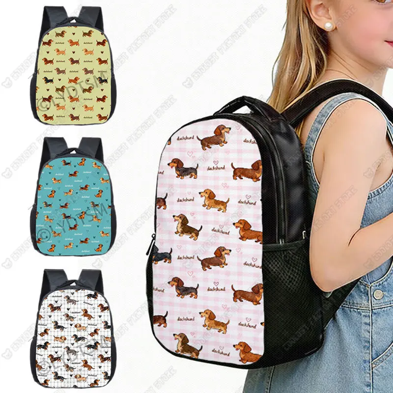 

Kawaii Dachshund Dog Graphic Pattern Backpack for 2-4 Years Old Cartoon Dachshund Pupp Kindergarten Toddler School Bags Bookbag