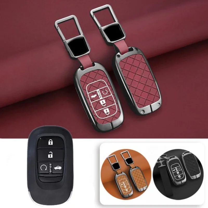 

Кожаный чехол для ключей от автомобиля A + из цинкового сплава для Honda Civic Vezel Accord Sport SI EX-L