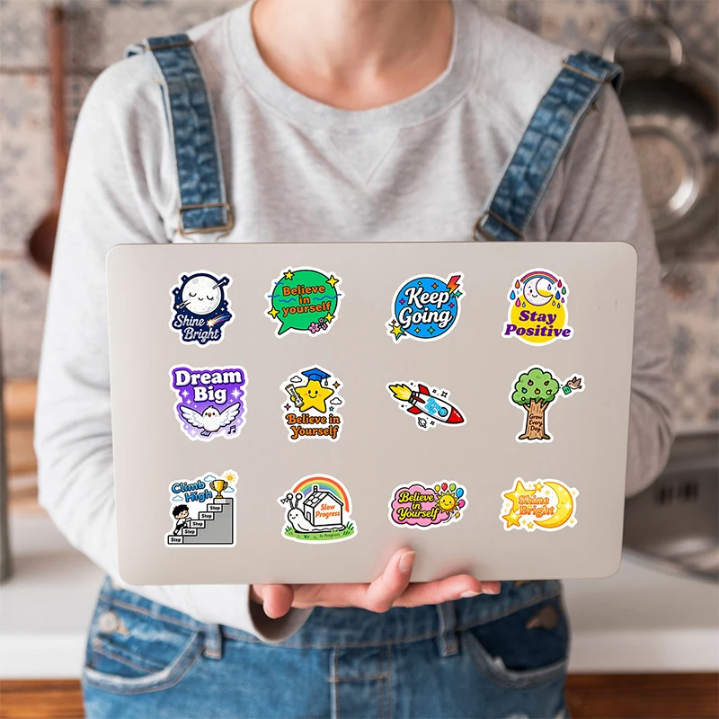 100 قطعة من ملصقات تحفيزية على شكل حيوانات لطيفة من الفينيل مقاومة للماء، شارات تأكيد إيجابية ملهمة لمجلة زجاجة المياه #5