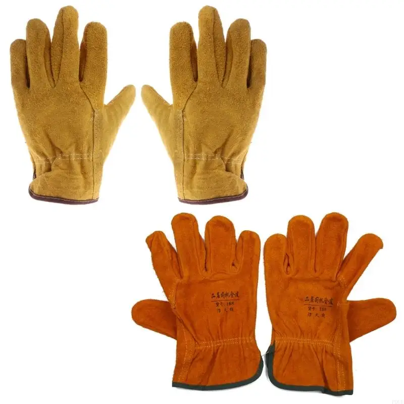 

P0UE 1Pair Cowhide Safety Protective Gloves Welding Welder Work Repair Wear-Resistant