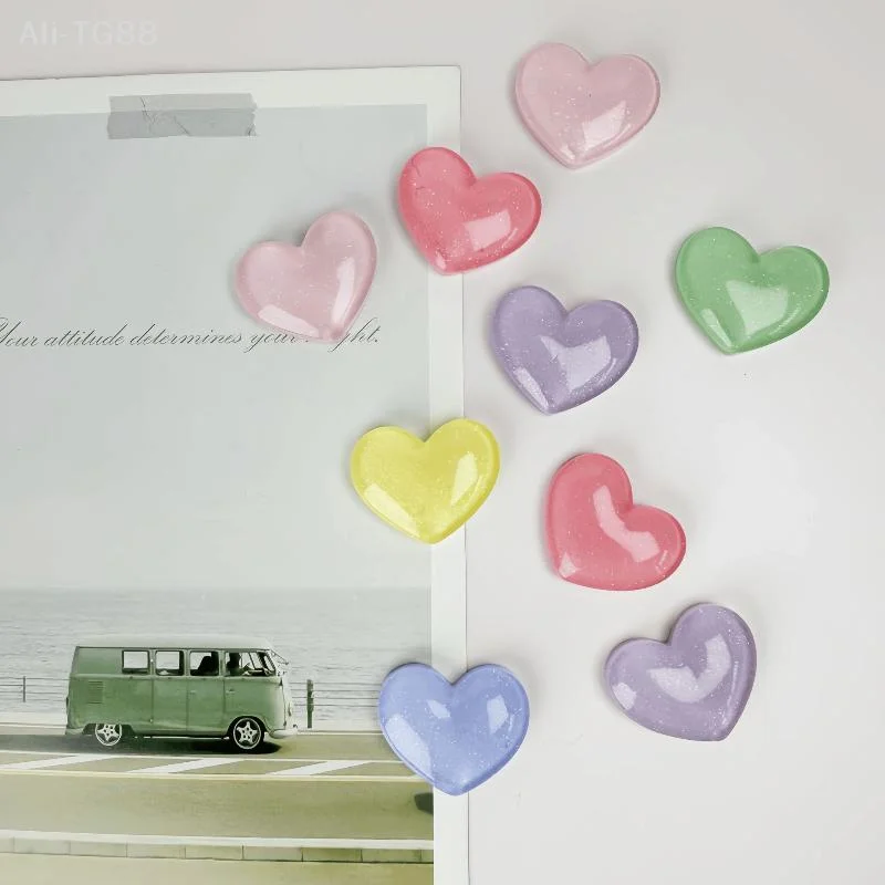 VeraCove 10 PCS 3D Heart Resin Color Magnetic Fridge Magnets Stickers For Photo Wall Whiteboard Message Memo Decoration