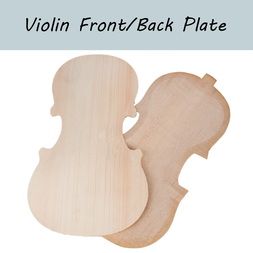 LOOK 2Pcs 4/4 3/4 1/2 1/4 1/8 Violin Front/Back Plate Solid Wood Unfinished Violin DIY Making Parts