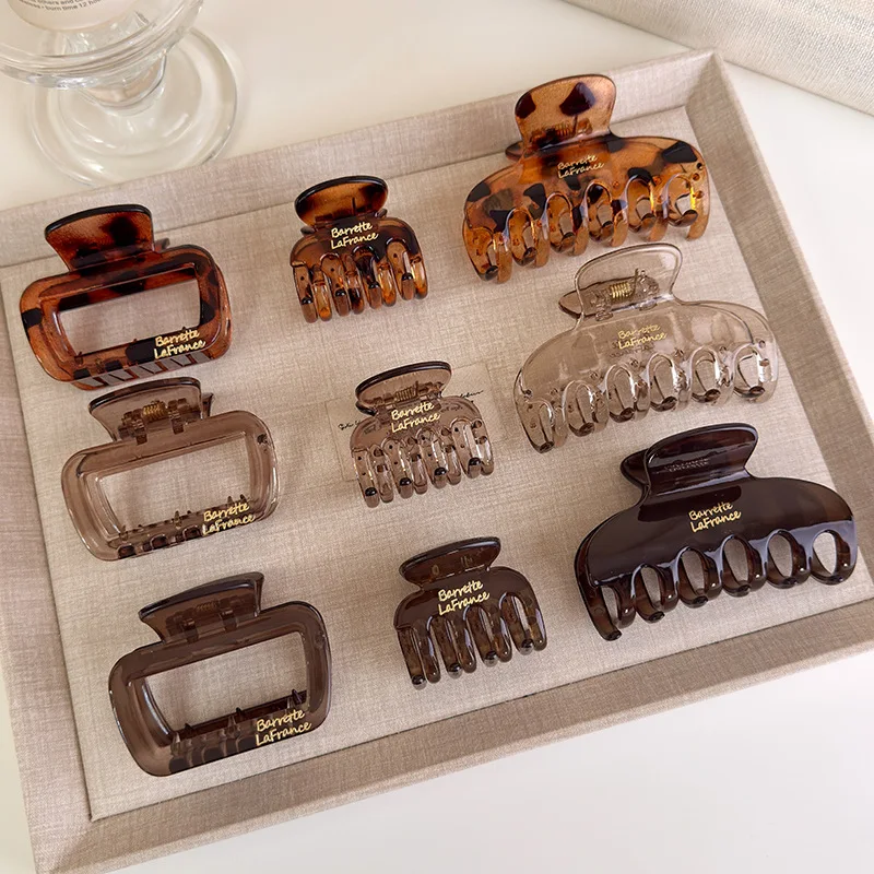 مشبك شعر مربع شفاف بتصميم بسيط ومطلي بالذهب لأنماط نصف متابعة دبوس شعر متوسط الحجم لمشابك ذيل السمكة