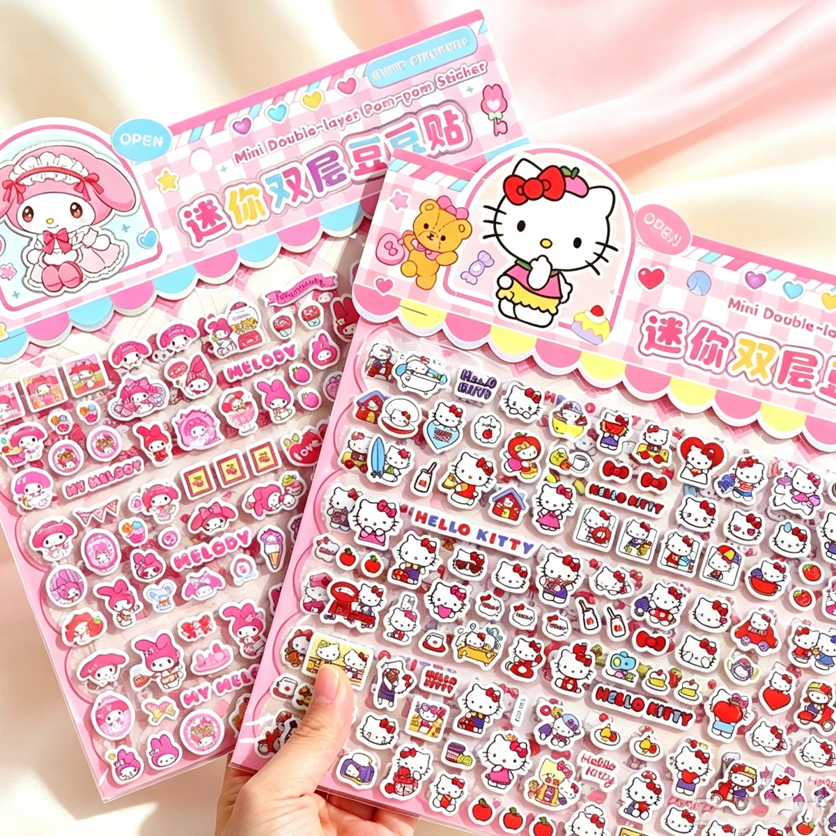 Sanrio Doublelayer 3D stickers Cute Decorative stickers Featuring a Raised, Embossed Effect, Perfect for Journals and DIY Crafts