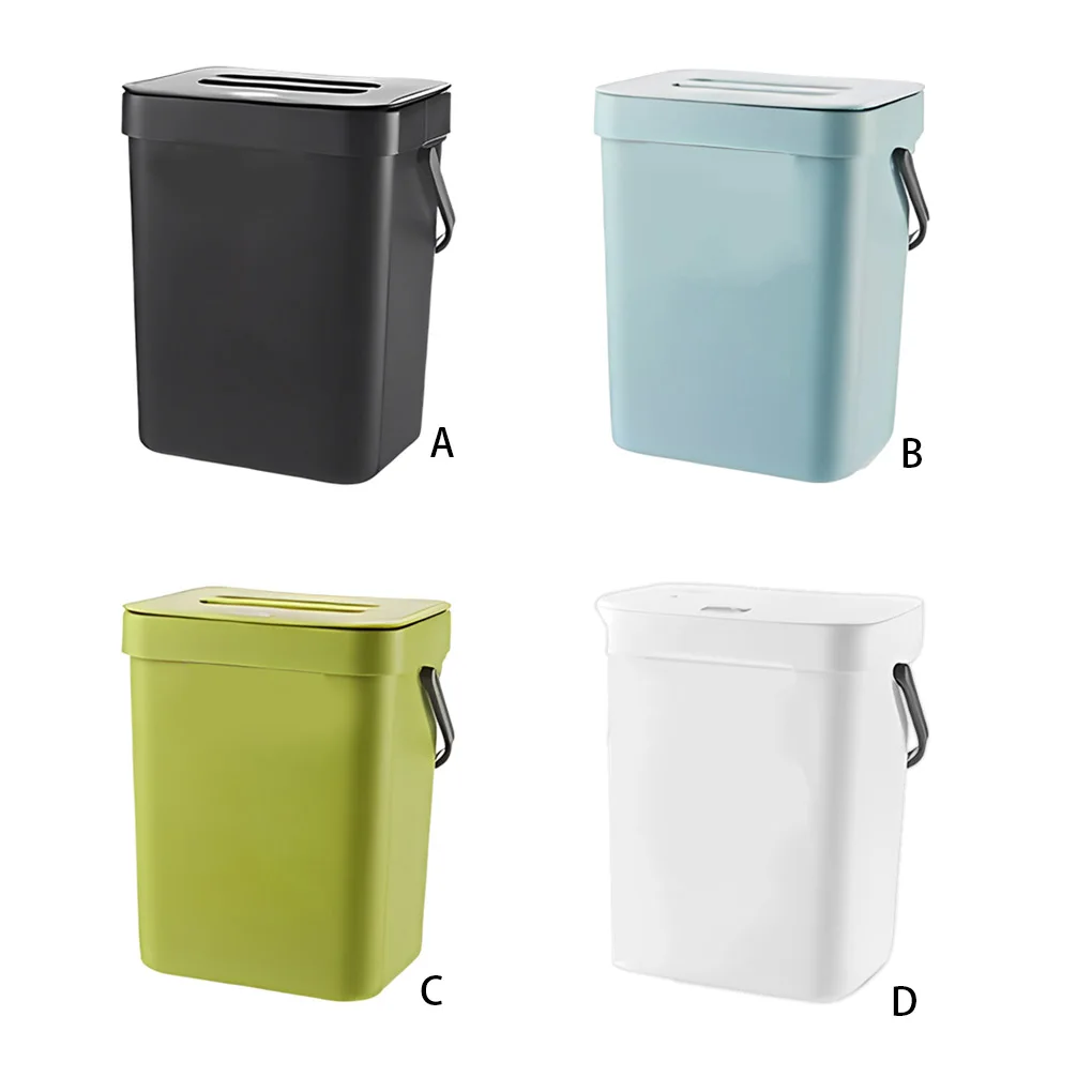 Wall Mounted Hanging Trash Can Kitchen Lid Waste Bin Wide Opening Toilet 3L Garbage Bucket Household Cleaning Tools