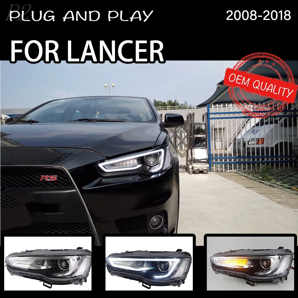 

Фары для Mitsubishi Lancer EX 2008-2016, автомобильные светодиодные фары DRL Hella, ксеноновые линзы Hella Hid H7, аксессуары