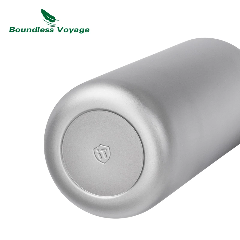 Boundless Voyage 950ml Pure Titanium Water Bottle Single Wall Canteen with Leakproof Titanium Twist Lid & PP Lockable Flip Lid