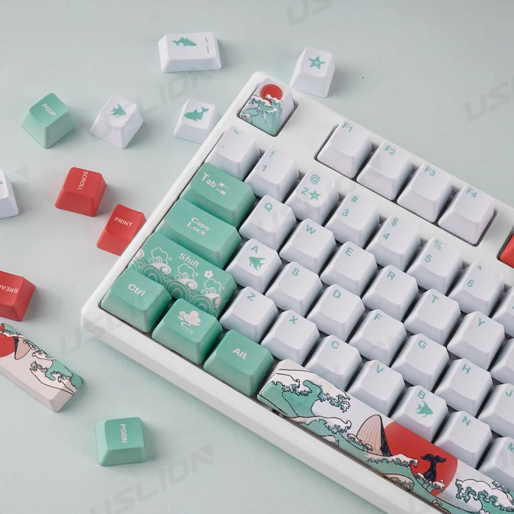 108 Keys Full Coral Sea Keycap XDA Profile 5-Faced Dye-subbed ANSI Layouts Key Caps For GH60 GK61 GK64 84 87 96 104 108 980