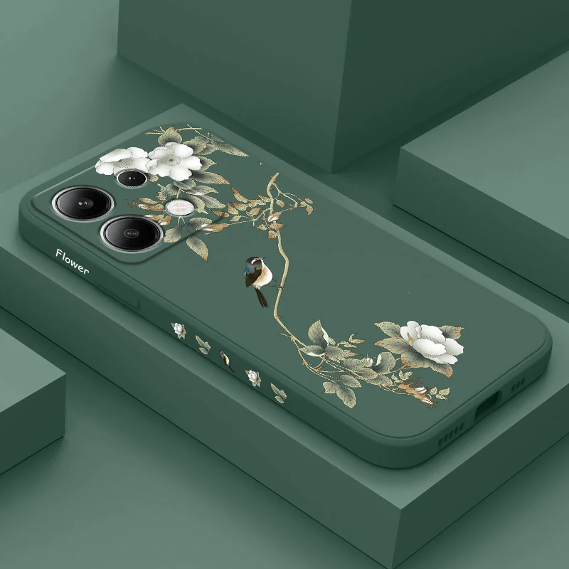 Magnolia Branches Phone Case For Xiaomi Redmi Note 13 12 12S 11 11S 10 10S 9 9S Pro Plus 4G 5G Liquid Silicone Cover