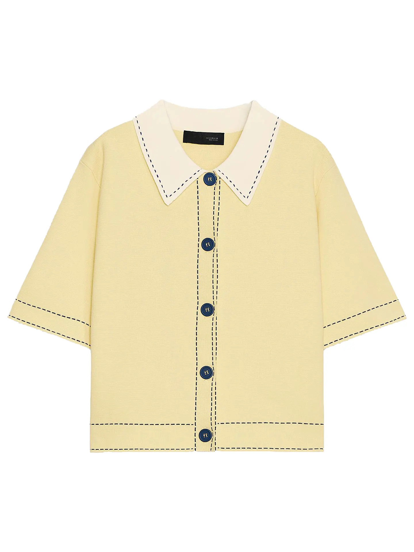 

ZAPRHA 2025 Autumn New Sle irt Color Blo Stitching Collar Knitted Open Cardigan Outerwear Women's Faion Slim Fit