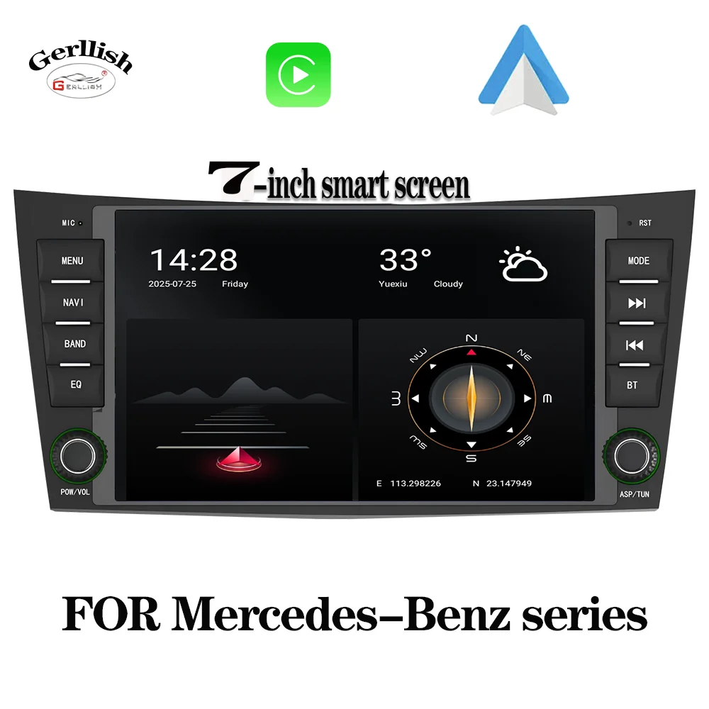 7-дюймовый автомобильный радиоприемник для Benz E-Class W211 2002-2009 CLS CLK G-Class W209 W219 с навигацией Мультимедийный плеер Carplay 7-дюймовый автомобильный радиоприемник для Benz E-Class W211 2002-2009 CLS CLK G-Class W209 W219 с навигацией Мультимедийный плеер Carplay